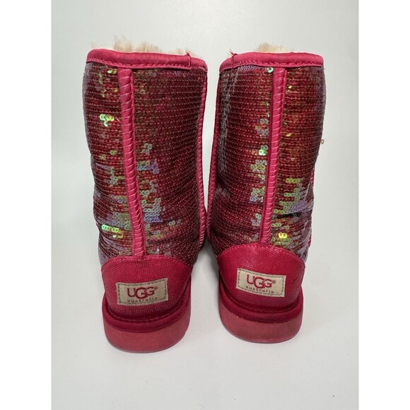 Ugg Classic Short Sparkles Roseclay Pink Sequined Shearling Women's Boots 8 - Picture 4 of 15